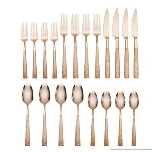 Hampton 24kt Rose Gold Plating Forge Argent Rose Fine Flatware 20 Piece Set